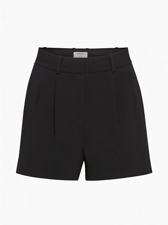 Aritzia Babaton Effortless Black Tailored Pleated High-Rise Shorts - Picture 1 of 7